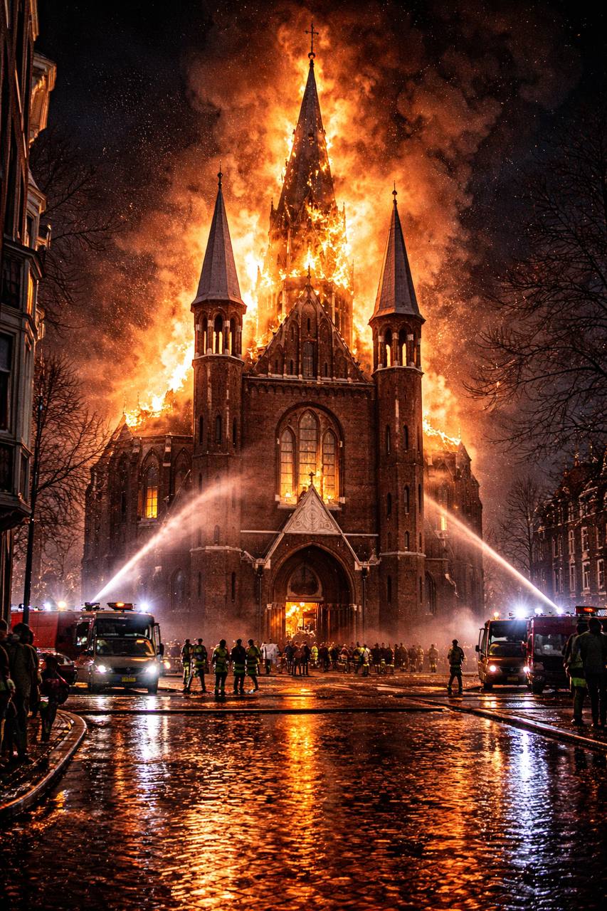 Vondelkerk on fire